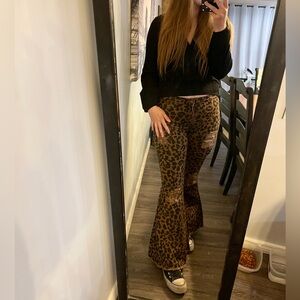 Cheetah flared jeans